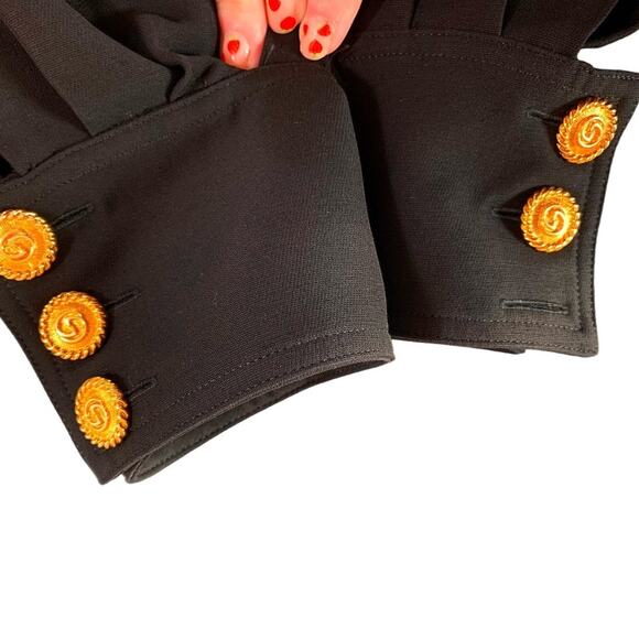 Gucci Alione V-neck Long Sleeve Button Jumpsuit Wool Silk Gold Black IT 36 US 0 - Picture 15 of 16